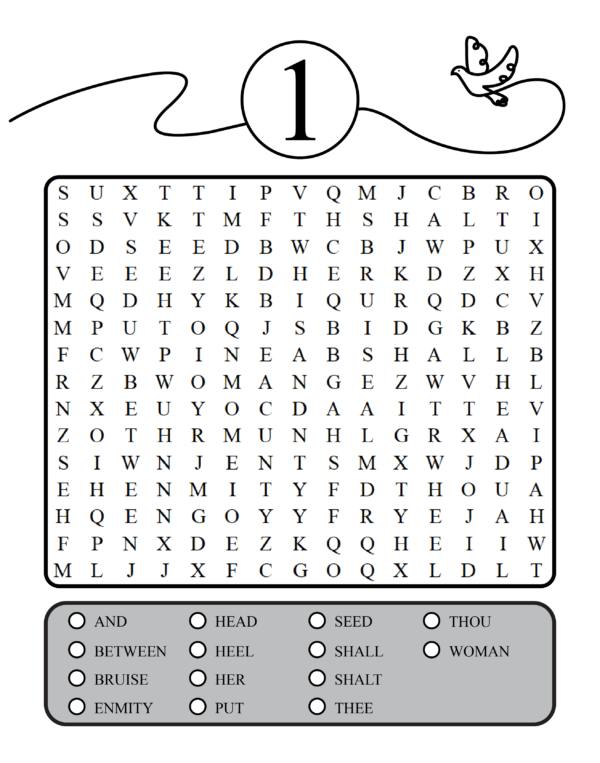 Thy Seed, a word search puzzle. Sample from The Life of Jesus Christ: A Bible Study Word Search