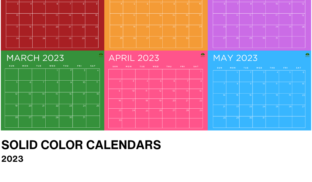 Solid Color Calendars for 2023 | Free Printable Calendars