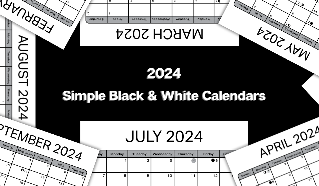 Simple Black and White Calendars for 2024 | Free Printable Calendars