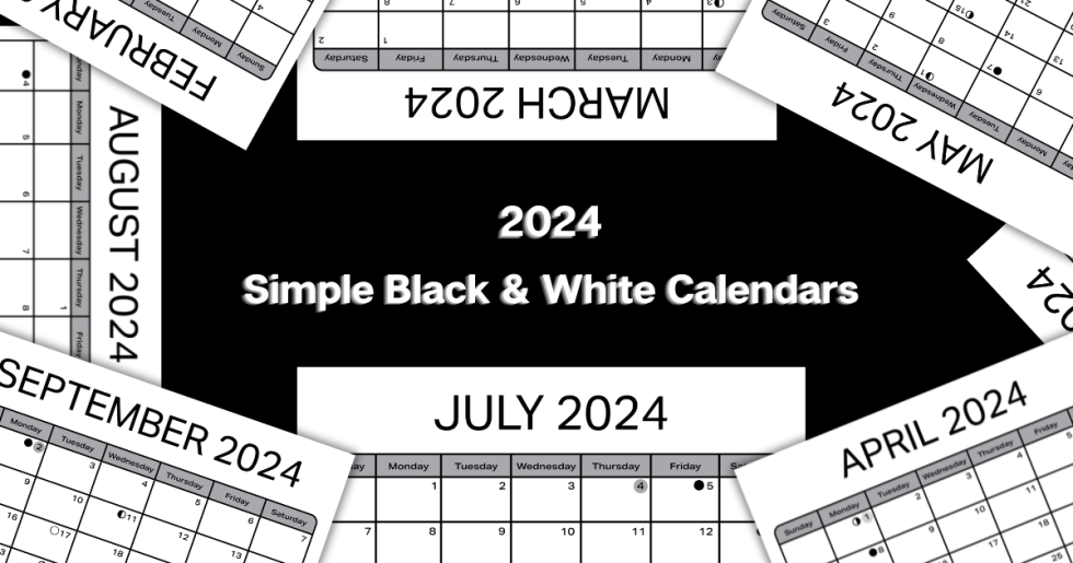 Simple Black and White Calendars for 2024 Free Printable Calendars