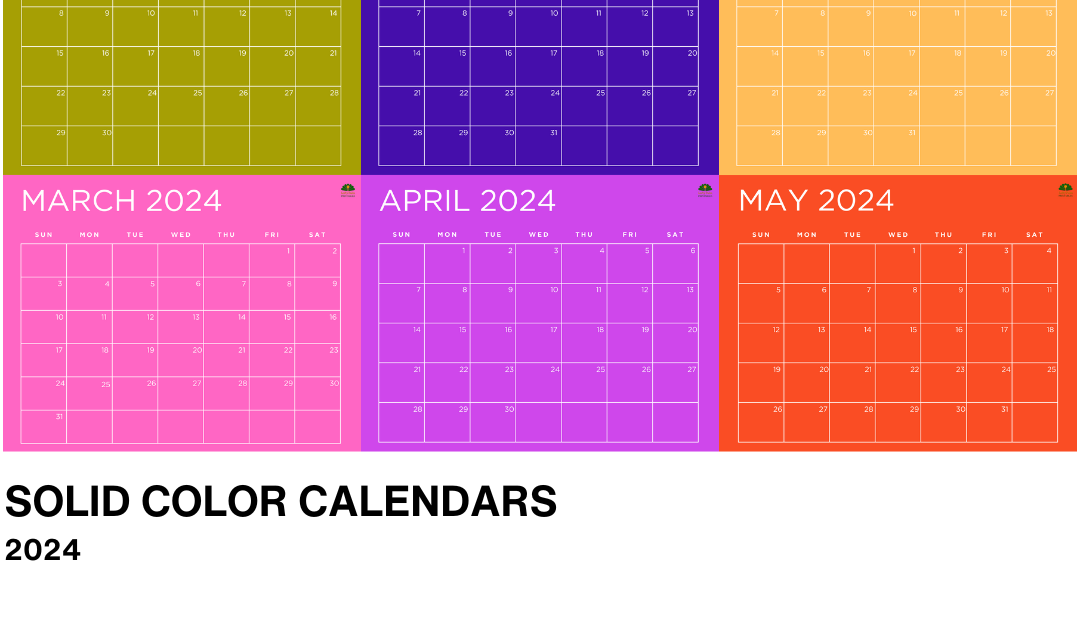 Solid Color Calendars for 2024 | Free Printable Calendars