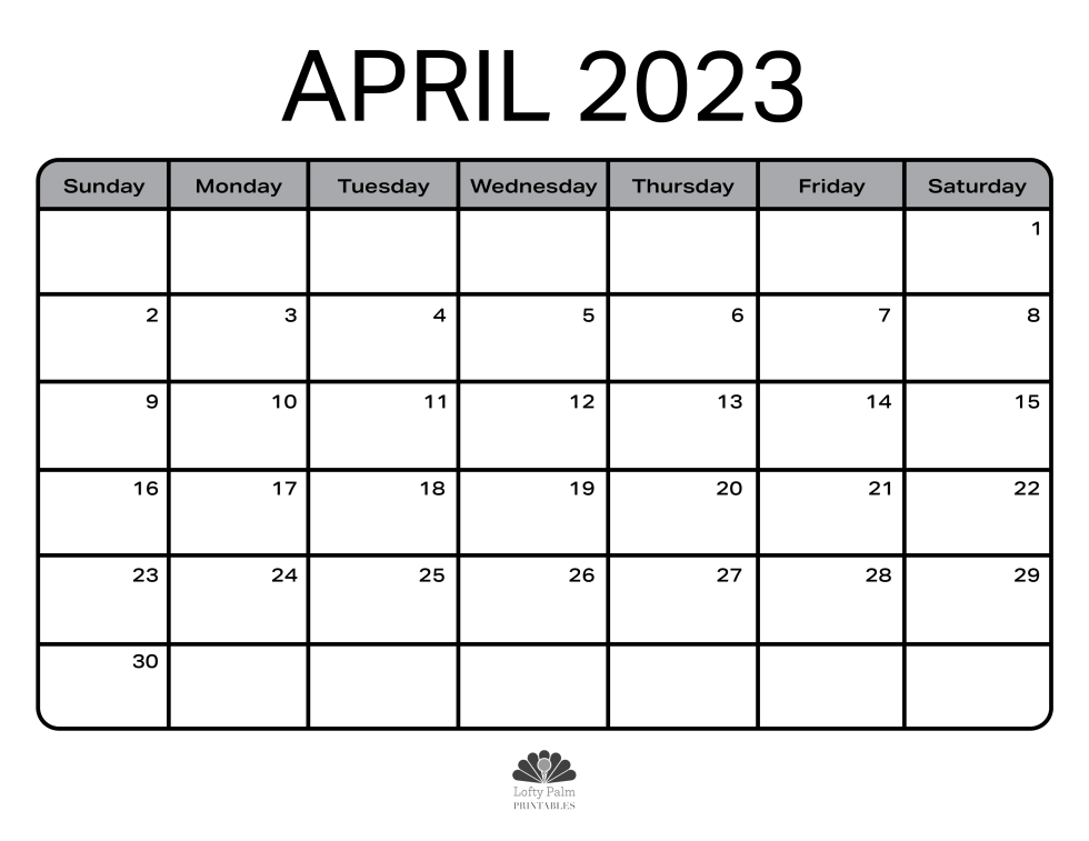 April 2023 Calendars | Free Printable Calendars - Lofty Palm