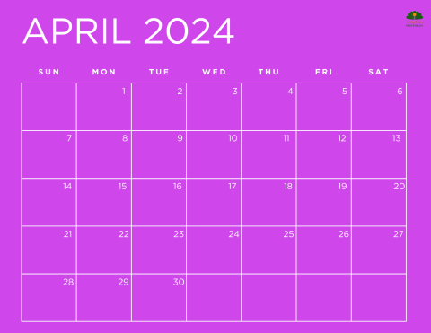 April 2024 Calendars | Free Printable Calendars - Lofty Palm