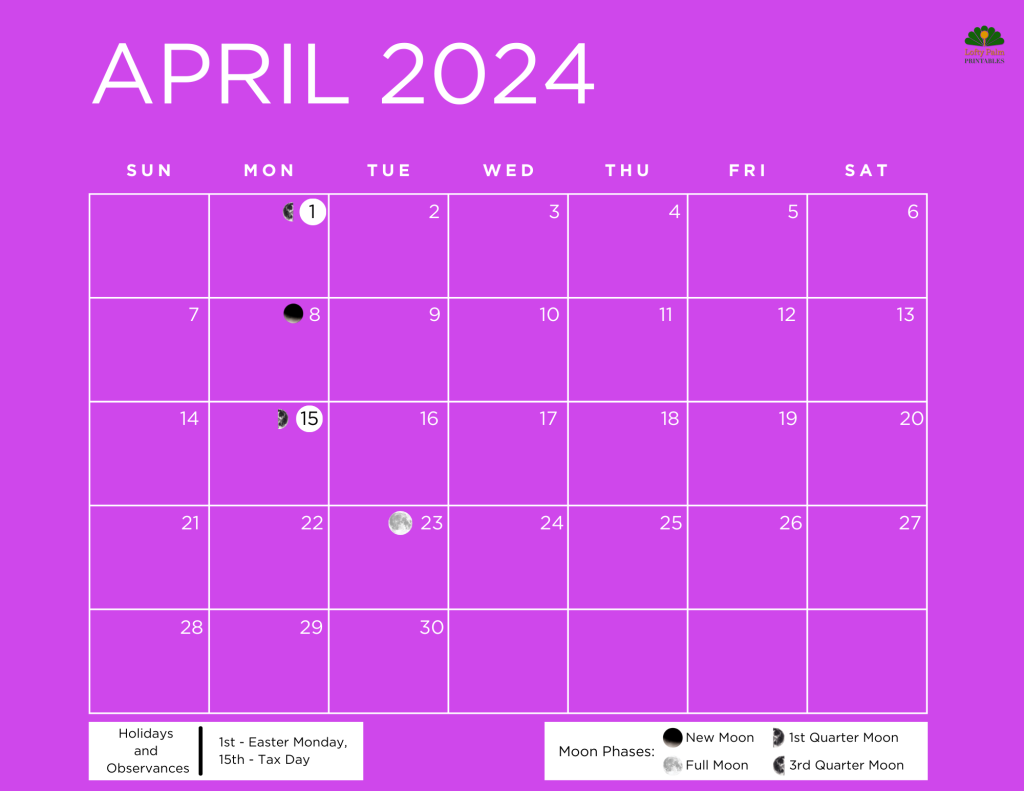 April 2024 Calendars Free Printable Calendars Lofty Palm