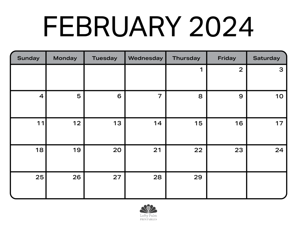 February 2024 Calendars | Free Printable Calendars - Lofty Palm