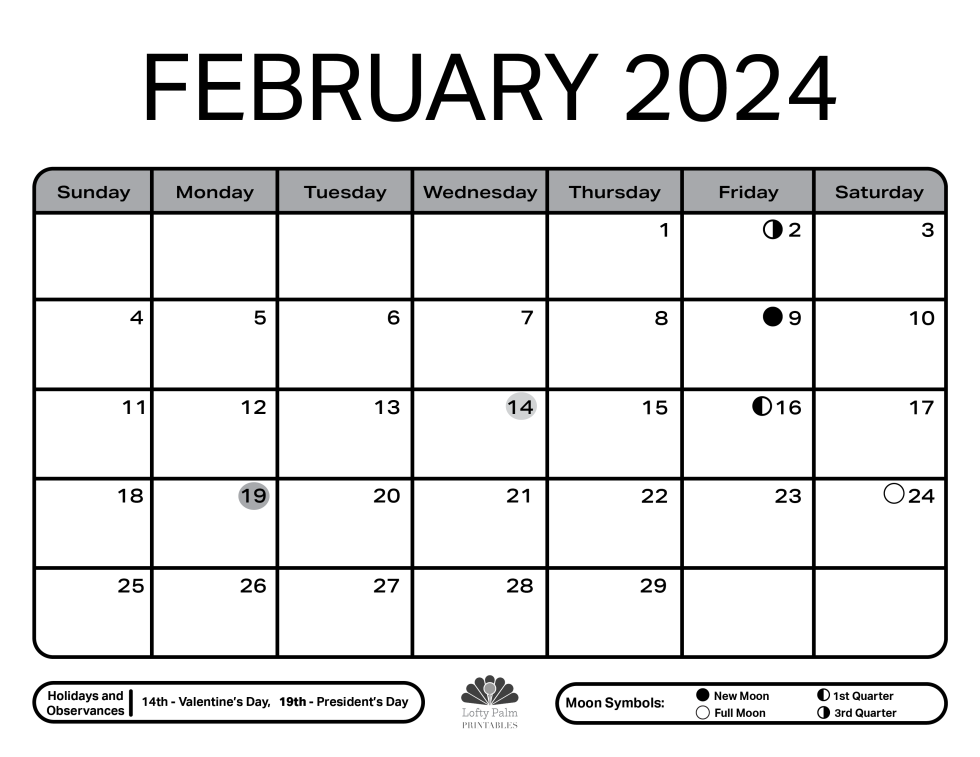 February 2024 Calendars Free Printable Calendars Lofty Palm