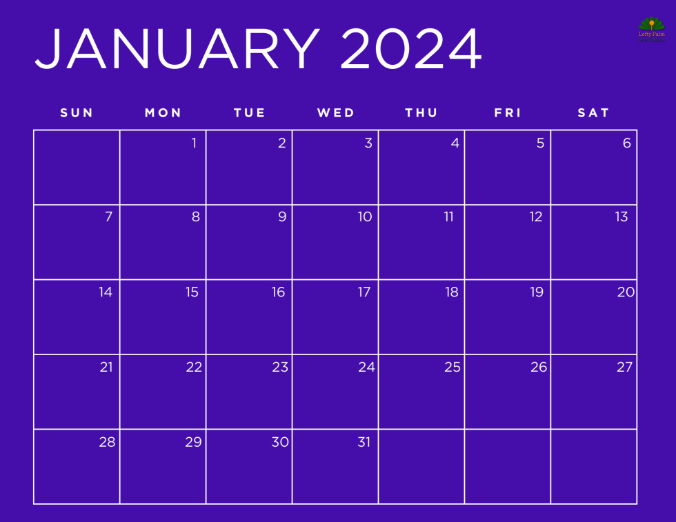 January 2024 Calendars Free Printable Calendars Lofty Palm