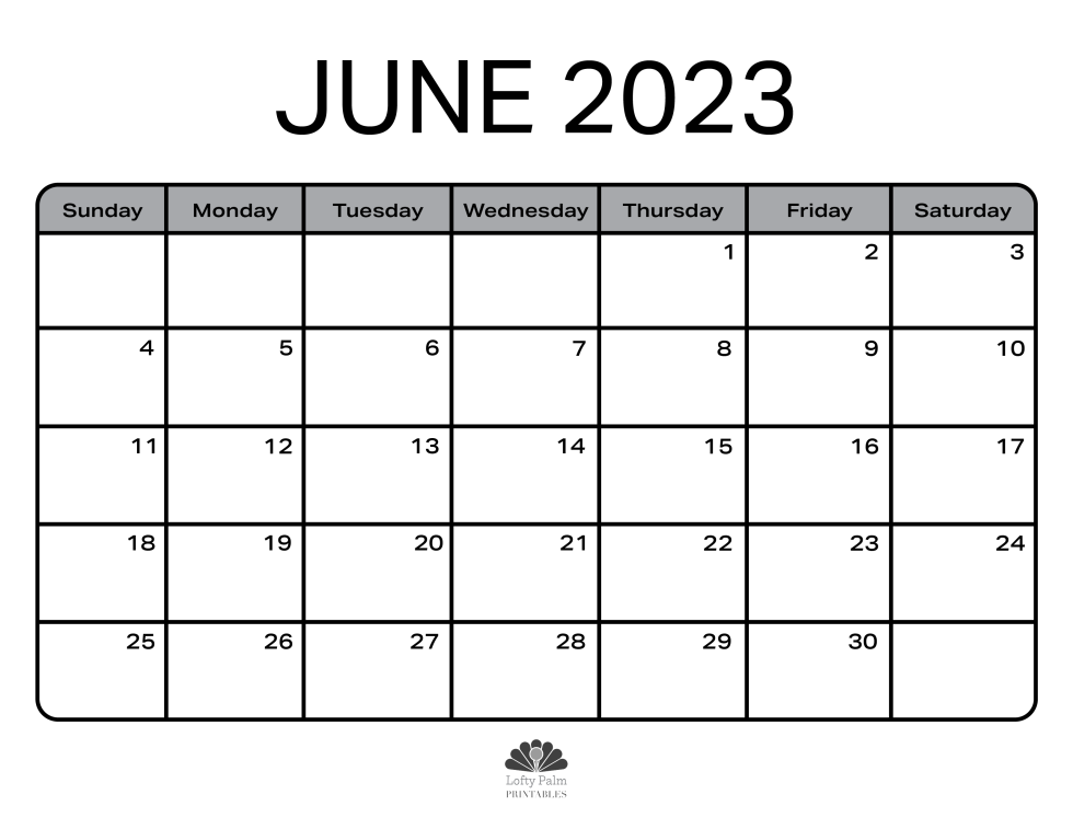 June 2023 Calendar | Free Printable Calendars - Lofty Palm