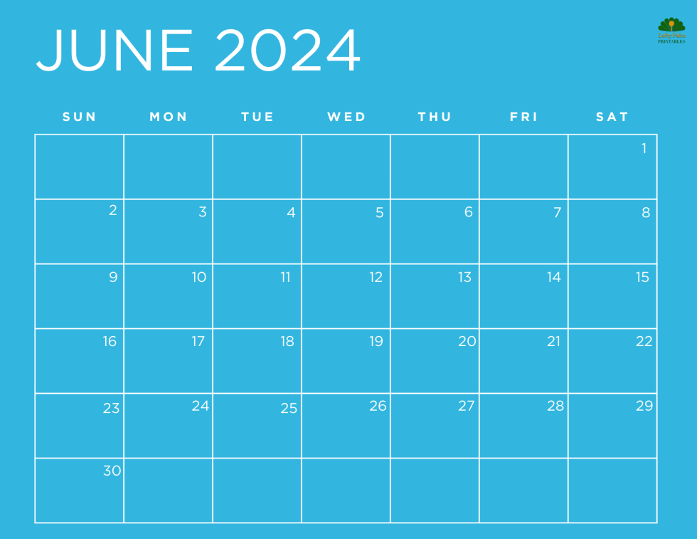 June 2024 Calendars Free Printable Calendars Lofty Palm