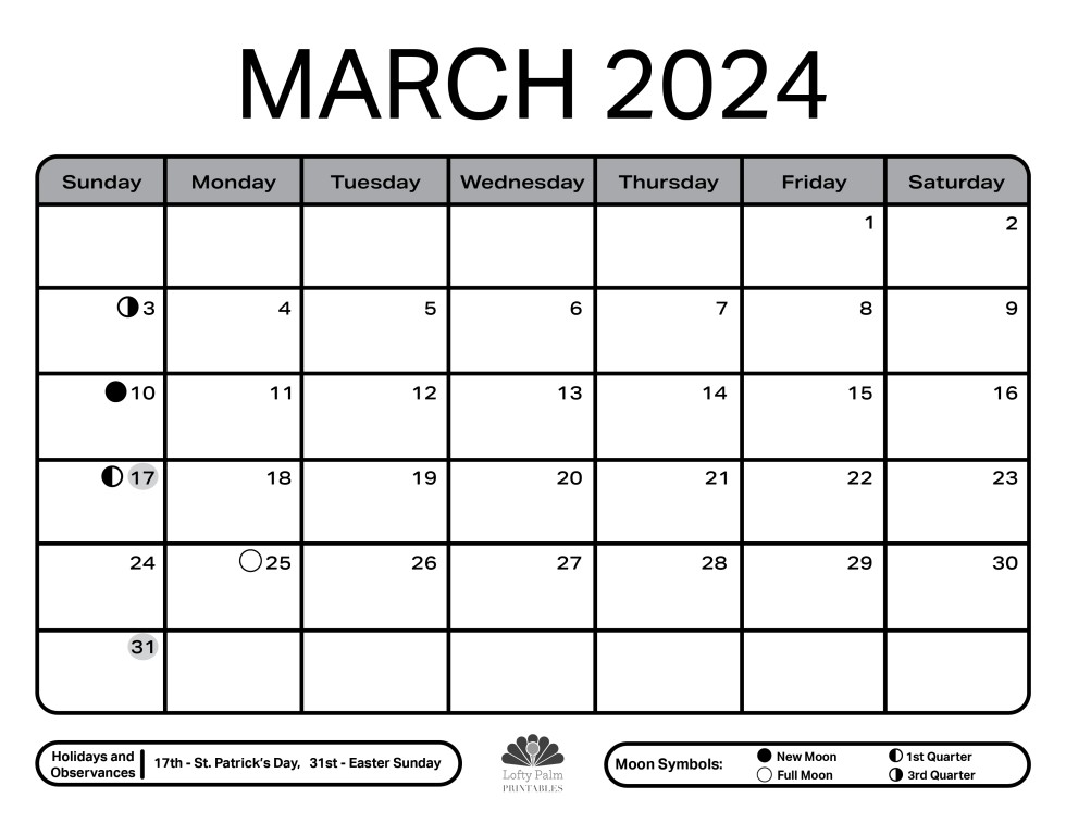 Simple Black and White Calendars for 2024 | Free Printable Calendars ...