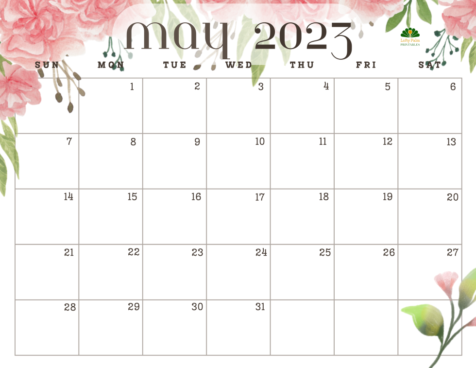 May 2023 Calendars | Free Printable Calendars - Lofty Palm