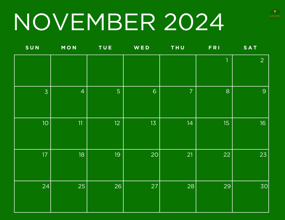 November 2024 Calendars Free Printable Calendars Lofty Palm