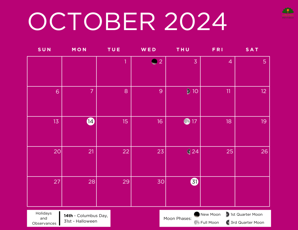 October 2024 Calendars Free Printable Calendars Lofty Palm