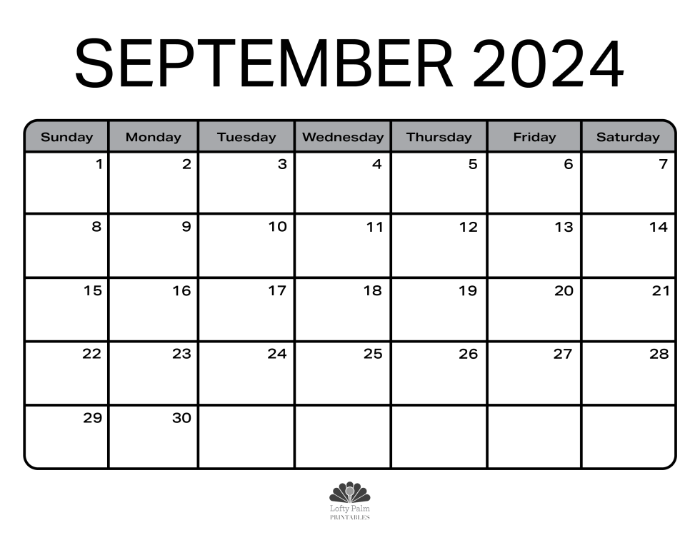 September 2024 Calendars | Free Printable Calendars - Lofty Palm